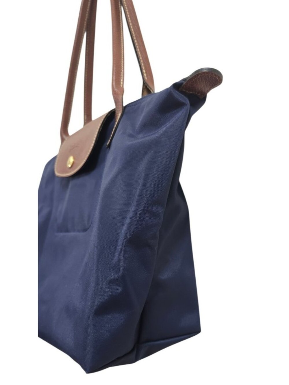 Longchamp Le Pliage Women's Medium Navy Nylon Leather Tote Bag NWOT - Picture 7 of 16
